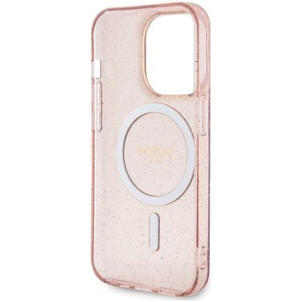 Guess Etui Guess GUHMP14LHCMCGP Apple iPhone 14 Pro różowy/pink hardcase Glitter Gold MagSafe