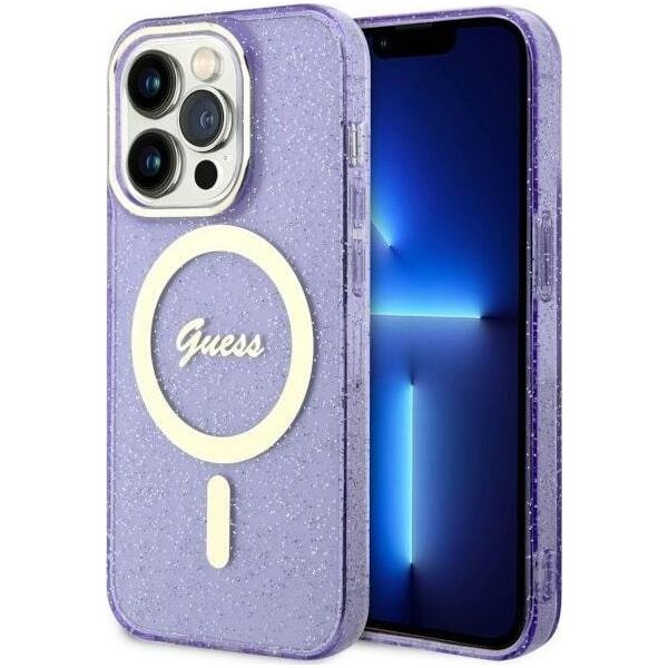Guess Etui Guess GUHMP14LHCMCGU Apple iPhone 14 Pro purpurowy/purple hardcase Glitter Gold MagSafe