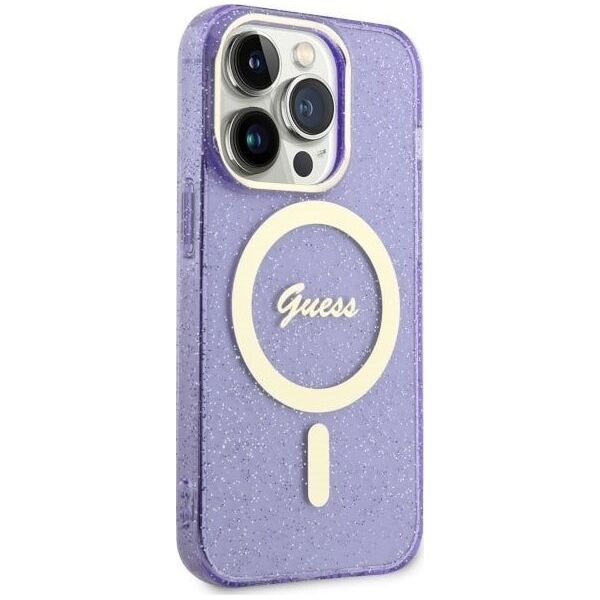 Guess Etui Guess GUHMP14LHCMCGU Apple iPhone 14 Pro purpurowy/purple hardcase Glitter Gold MagSafe