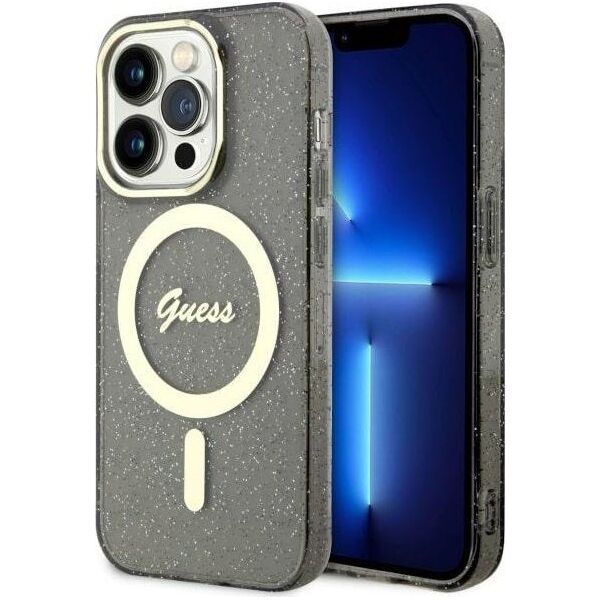 Guess Etui Guess GUHMP14LHCMCGK Apple iPhone 14 Pro czarny/black hardcase Glitter Gold MagSafe