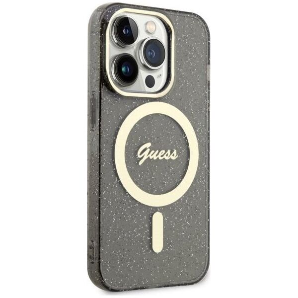 Guess Etui Guess GUHMP14LHCMCGK Apple iPhone 14 Pro czarny/black hardcase Glitter Gold MagSafe