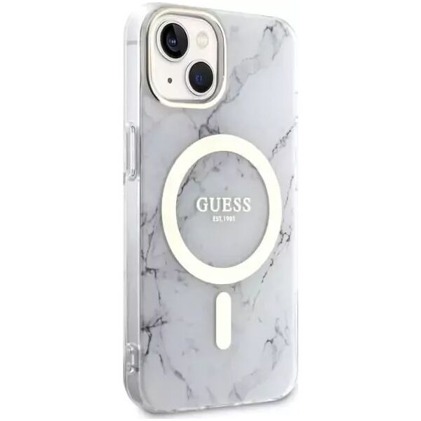 Guess Etui na telefon Guess GUHMP14MPCUMAH do Apple iPhone 14 Plus 6.7" biały/white hardcase Marble MagSafe