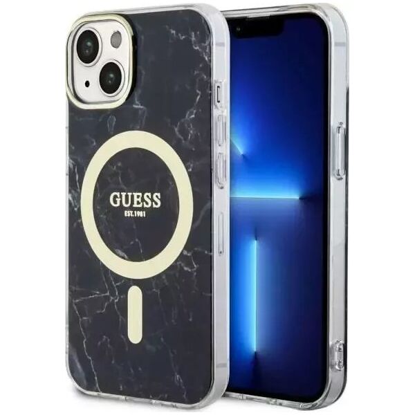 Guess Etui na telefon Guess GUHMP14MPCUMAK do Apple iPhone 14 Plus 6.7" czarny/black hardcase Marble MagSafe