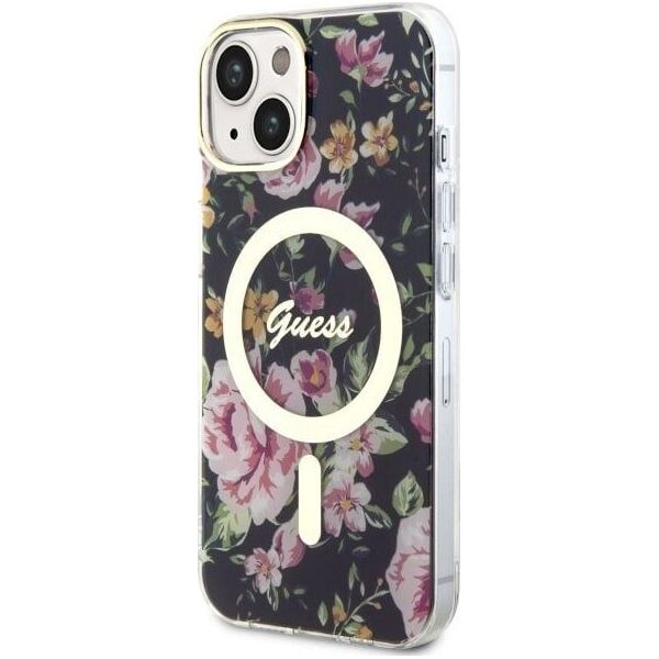 Guess Guess Flower MagSafe - Etui iPhone 14 (Czarny)