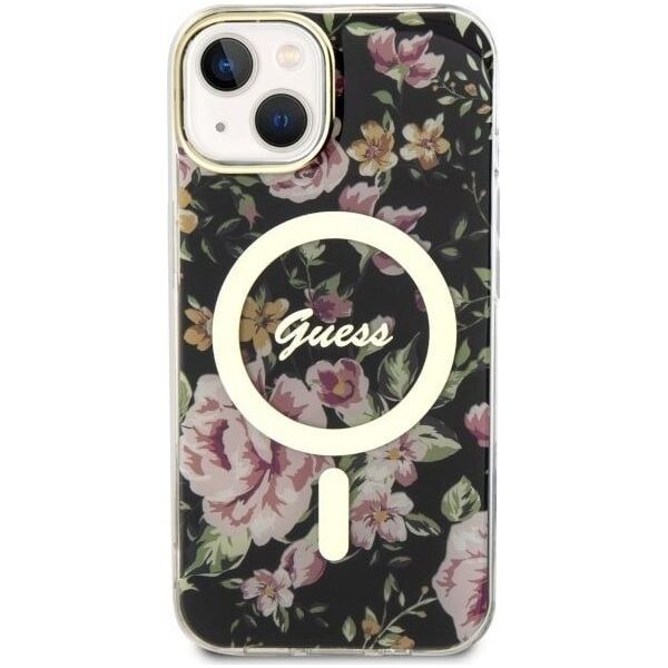 Guess Guess Flower MagSafe - Etui iPhone 14 Plus (Czarny)