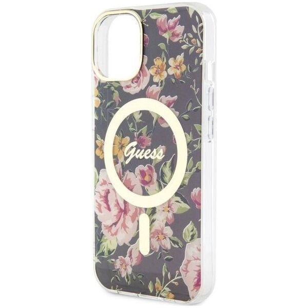 Guess Guess Flower MagSafe - Etui iPhone 14 Plus (Czarny)