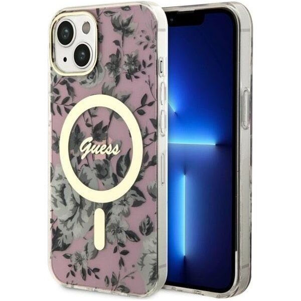 Guess Guess Flower MagSafe - Etui iPhone 14 Plus (Różowy)