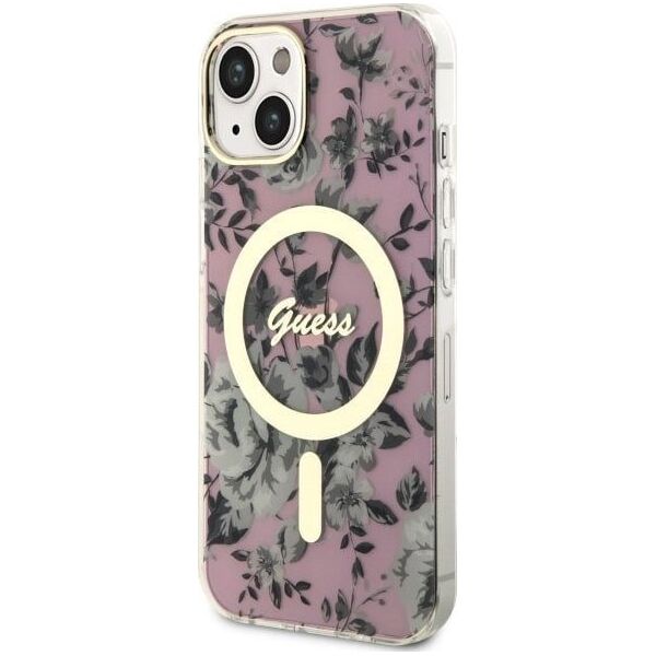 Guess Guess Flower MagSafe - Etui iPhone 14 (Różowy)