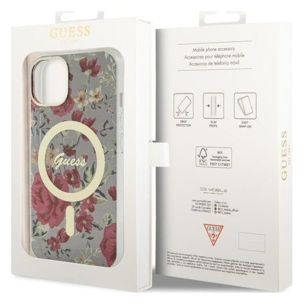 Guess Guess Flower MagSafe - Etui iPhone 14 Plus (Zielony)
