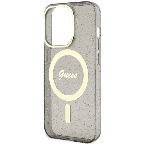 Guess Guess Glitter Gold MagSafe - Etui iPhone 14 Pro Max (Czarny)