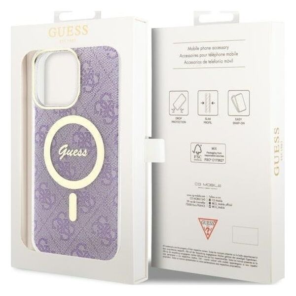 Guess Guess 4G MagSafe - Etui iPhone 14 Pro Max (Purpurowy)