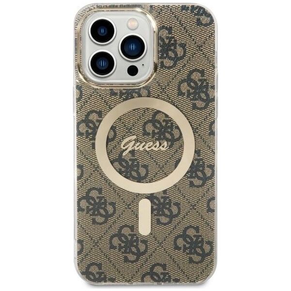 Guess Guess 4G MagSafe - Etui iPhone 14 Pro Max (Brązowy)