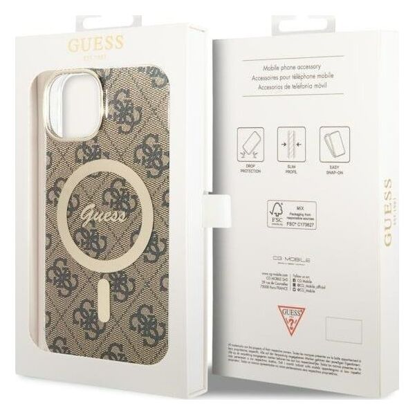 Guess Guess 4G MagSafe - Etui iPhone 14 Plus (Brązowy)