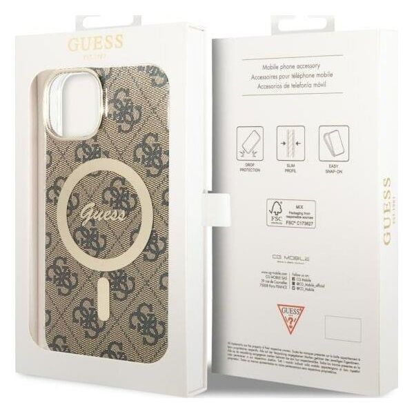 Guess Guess 4G MagSafe - Etui iPhone 14 (Brązowy)