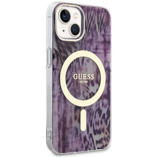 Guess Guess Leopard MagSafe - Etui iPhone 14 (Różowy)