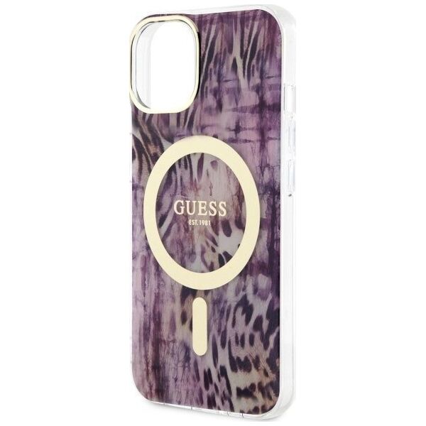 Guess Guess Leopard MagSafe - Etui iPhone 14 (Różowy)