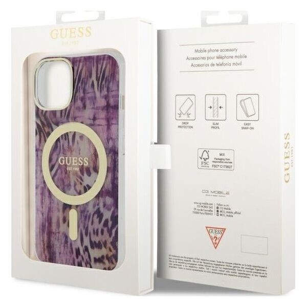Guess Guess Leopard MagSafe - Etui iPhone 14 (Różowy)