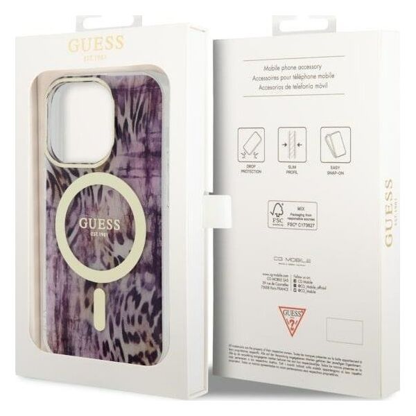 Guess Guess Leopard MagSafe - Etui iPhone 14 Pro Max (Różowy)