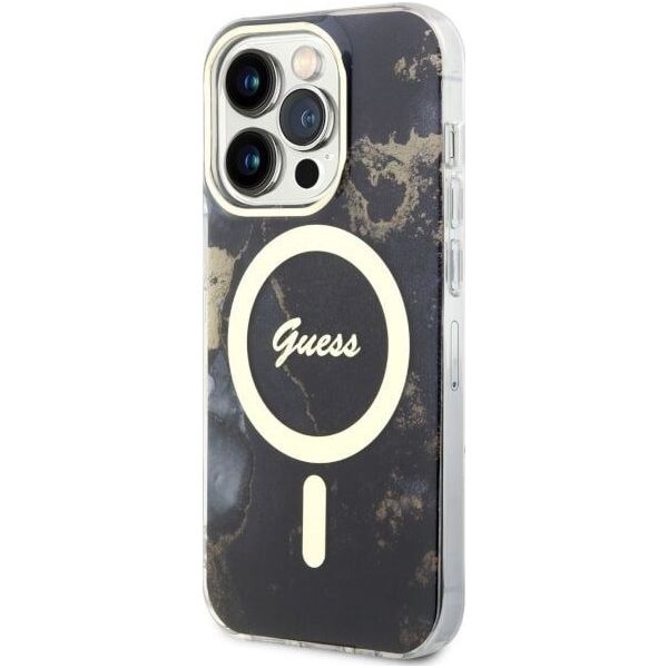 Guess Guess Golden Marble MagSafe - Etui iPhone 14 Pro Max (Czarny)