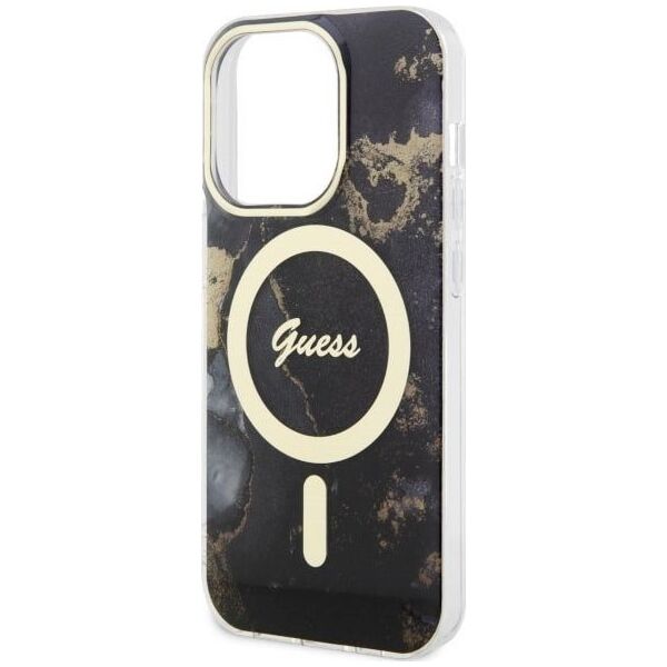 Guess Guess Golden Marble MagSafe - Etui iPhone 14 Pro Max (Czarny)