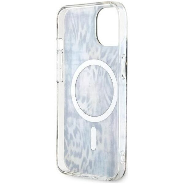 Guess Guess Leopard MagSafe - Etui iPhone 14 (Niebieski)