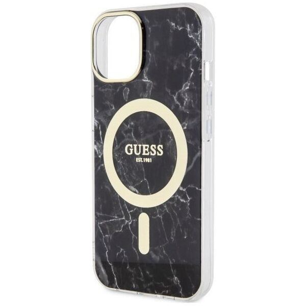 Guess Guess Marble MagSafe - Etui iPhone 14 (Czarny)
