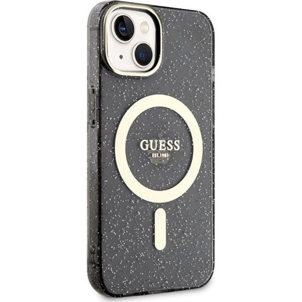 Guess Guess Glitter Gold MagSafe - Etui iPhone 14 (Czarny)