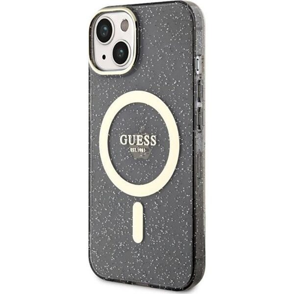Guess Guess Glitter Gold MagSafe - Etui iPhone 14 Plus (Czarny)