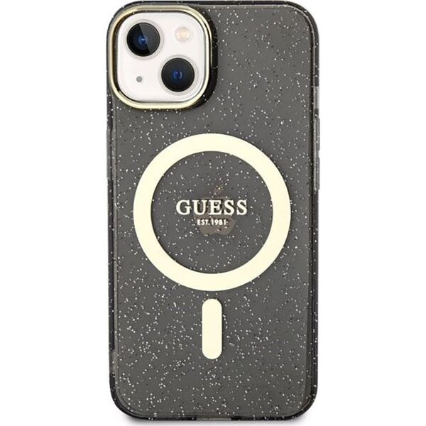 Guess Guess Glitter Gold MagSafe - Etui iPhone 14 Plus (Czarny)