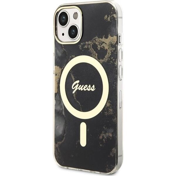 Guess Guess Golden Marble MagSafe - Etui iPhone 14 (Czarny)