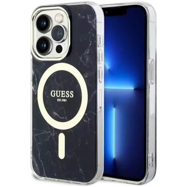 Guess Etui na telefon Guess GUHMP14LPCUMAK do Apple iPhone 14 Pro 6.1" czarny/black hardcase Marble MagSafe