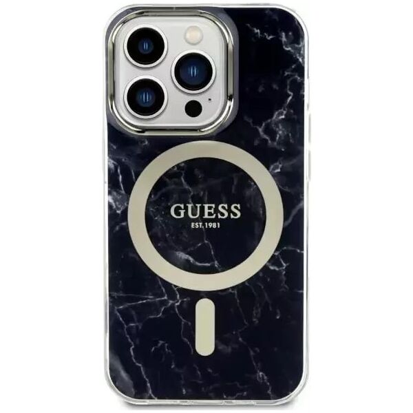 Guess Etui na telefon Guess GUHMP14LPCUMAK do Apple iPhone 14 Pro 6.1" czarny/black hardcase Marble MagSafe