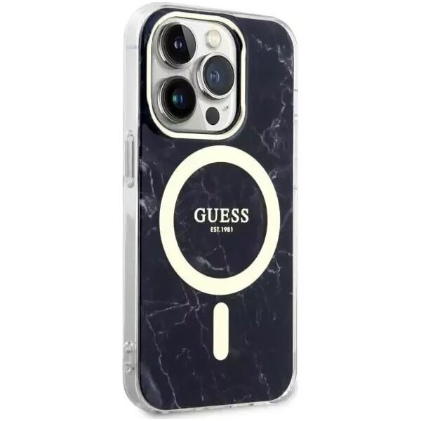 Guess Etui na telefon Guess GUHMP14LPCUMAK do Apple iPhone 14 Pro 6.1" czarny/black hardcase Marble MagSafe