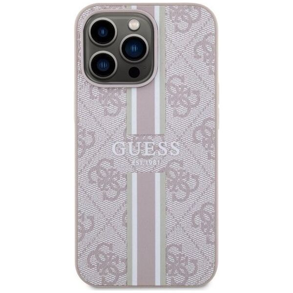 Guess Etui Guess GUHMP13LP4RPSP Apple iPhone 13/13 Pro różowy/pink hardcase 4G Printed Stripes MagSafe