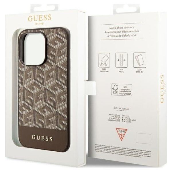 Guess Etui Guess GUHMP14LHGCFSEW Apple iPhone 14 Pro brązowy/brown hard case GCube Stripes MagSafe
