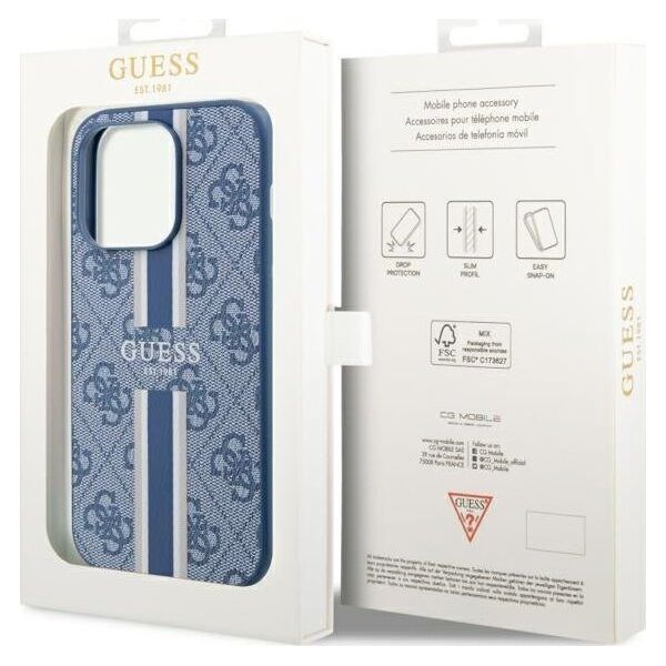 Guess Etui Guess GUHMP14LP4RPSB Apple iPhone 14 Pro niebieski/blue hardcase 4G Printed Stripes MagSafe