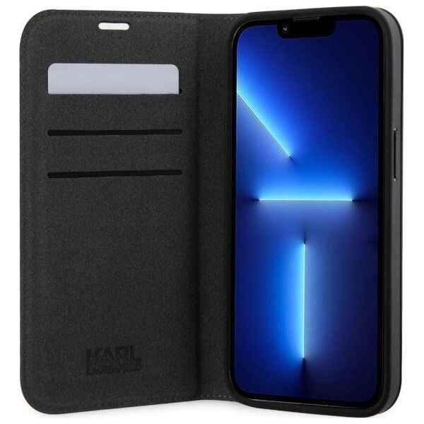 Karl Lagerfeld Etui Karl Lagerfeld KLBKP14SSAKLHPG Apple iPhone 14 bookcase srebrny/silver Saffiano Monogram