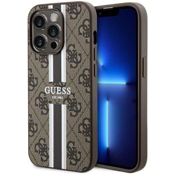 Guess Etui Guess GUHMP14LP4RPSW Apple iPhone 14 Pro brązowy/brown hardcase 4G Printed Stripes MagSafe