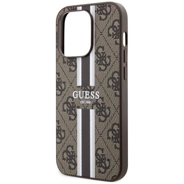 Guess Etui Guess GUHMP14LP4RPSW Apple iPhone 14 Pro brązowy/brown hardcase 4G Printed Stripes MagSafe