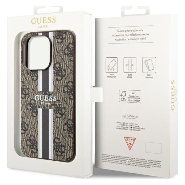 Guess Etui Guess GUHMP14LP4RPSW Apple iPhone 14 Pro brązowy/brown hardcase 4G Printed Stripes MagSafe