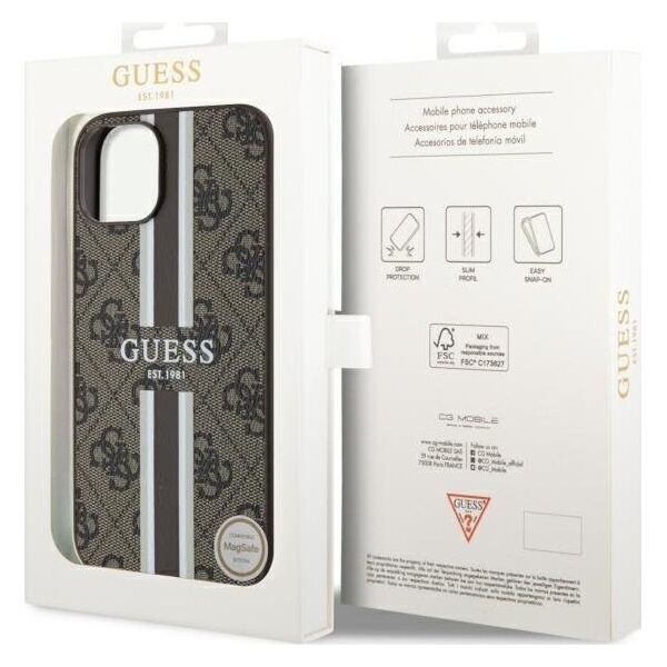 Guess Etui Guess GUHMP14MP4RPSW Apple iPhone 14 Plus brązowy/brown hardcase 4G Printed Stripes MagSafe