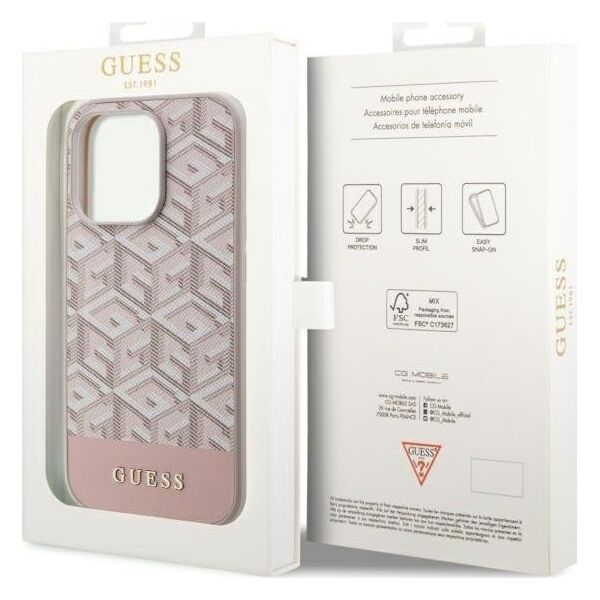 Guess Etui Guess GUHMP14XHGCFSEP Apple iPhone 14 Pro Max różowy/pink hard case GCube Stripes MagSafe