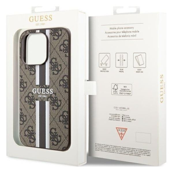 Guess Etui Guess GUHMP14XP4RPSW Apple iPhone 14 Pro Max brązowy/brown hardcase 4G Printed Stripes MagSafe