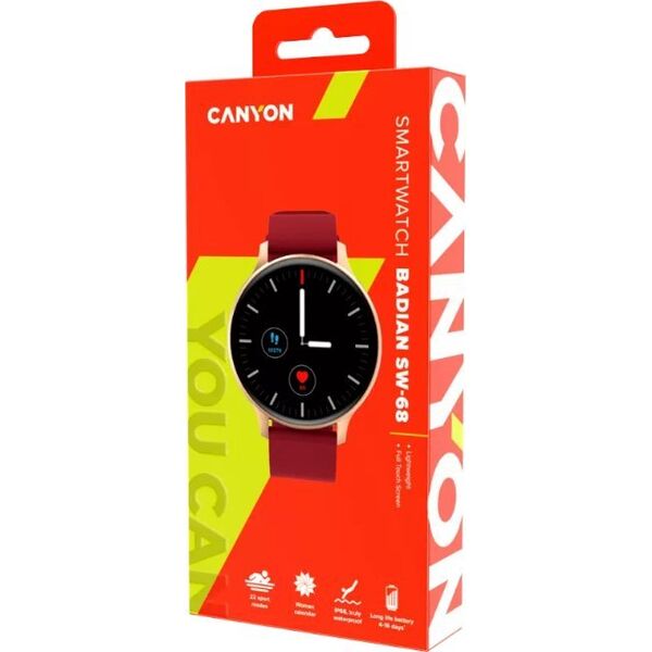 Smartwatch Canyon Badian SW-68 Bordowy  (CNS-SW68RR)