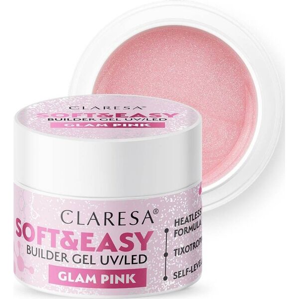 Claresa CLARESA Żel budujący do paznokci Soft&Easy Builder - Glam Pink 12g