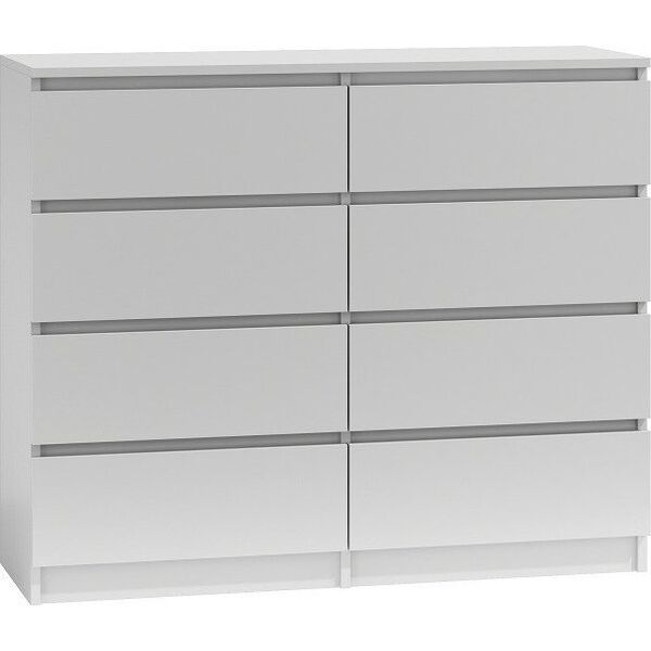 Topeshop DUŻA KOMODA SZAFKA 8 SZUFLAD 120CM * KOLOR BIAŁY (zestaw 3 cz.)