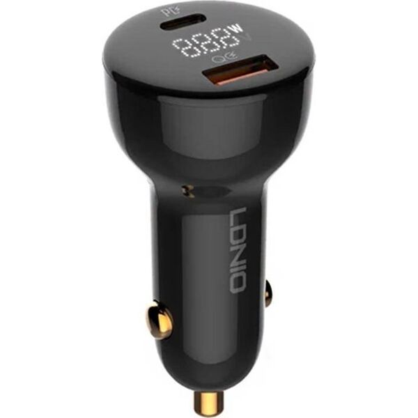 Ładowarka LDNIO Ładowarka samochodowa LDNIO C101, USB + USB-C, 100W + kabel USB-C do Lightning (czarna)