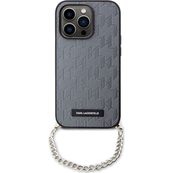 Karl Lagerfeld Etui Karl Lagerfeld KLHCP14LSACKLHPG Apple iPhone 14 Pro srebrny/silver hardcase Saffiano Monogram Chain