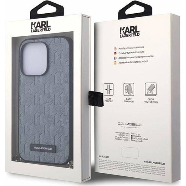 Karl Lagerfeld Etui Karl Lagerfeld KLHCP14LSACKLHPG Apple iPhone 14 Pro srebrny/silver hardcase Saffiano Monogram Chain