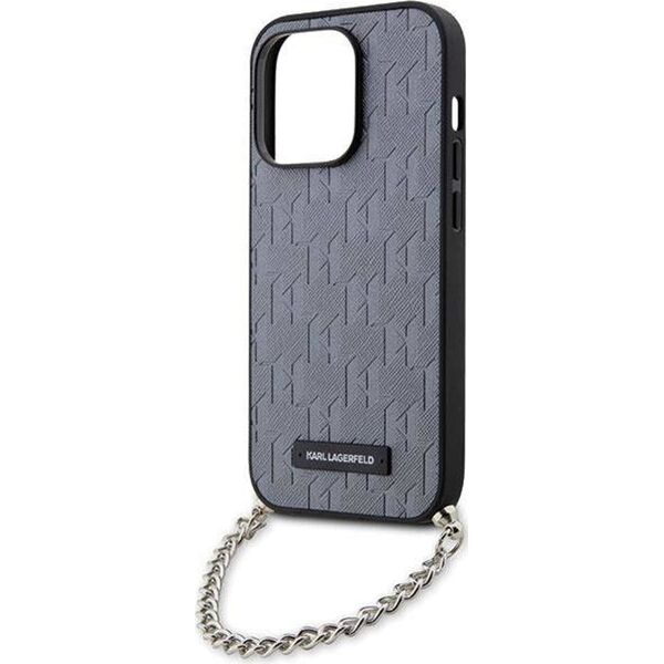 Karl Lagerfeld Etui Karl Lagerfeld KLHCP14LSACKLHPG Apple iPhone 14 Pro srebrny/silver hardcase Saffiano Monogram Chain